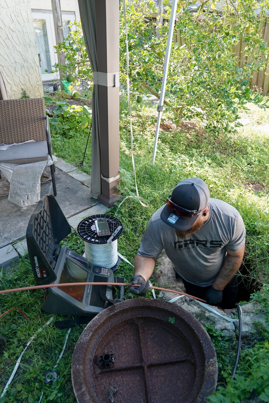 camera inspection for potential sewer pipe leak under slab