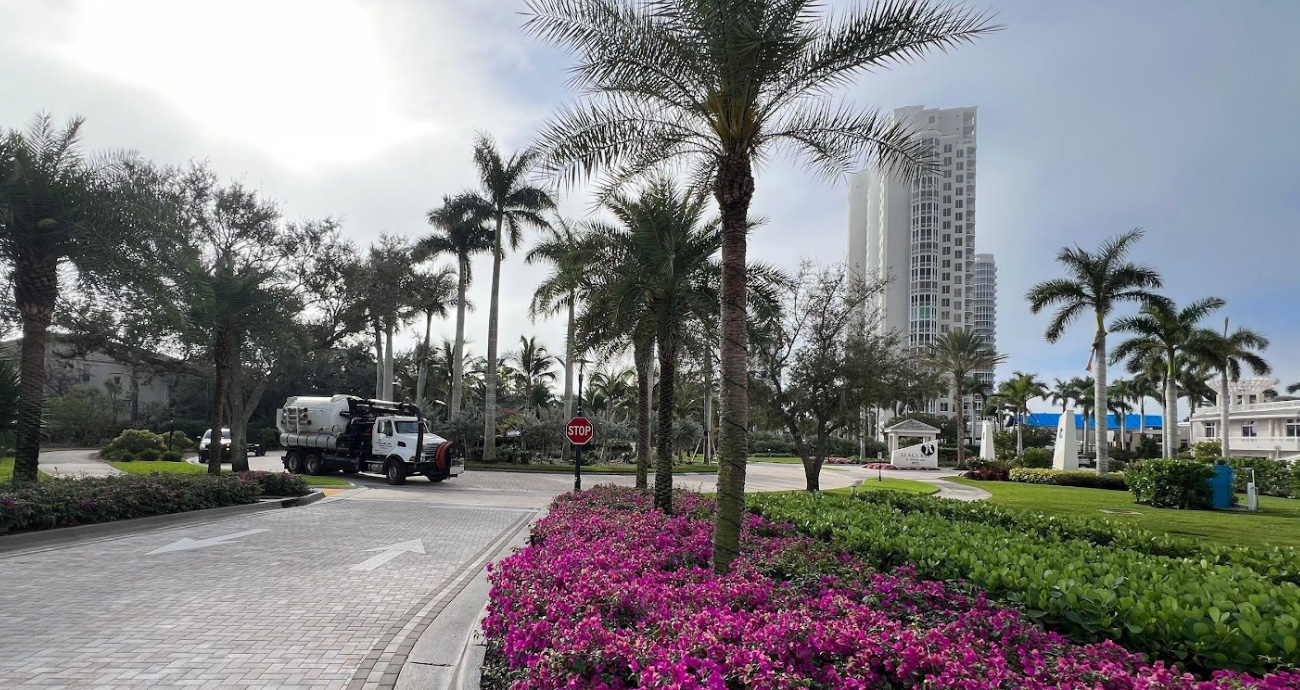 PRS truck after performing commercial building drain cleaning in Bonita Springs, FL