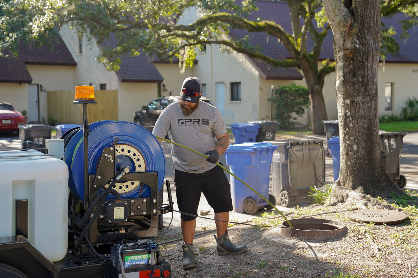 PRS performing sewer line cleaning in Long Beach, CA