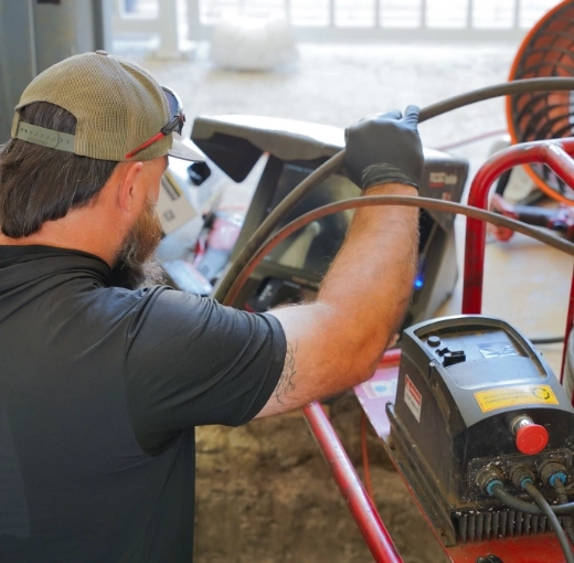 PRS personnel performing drain cleaning services in Irvine, CA
