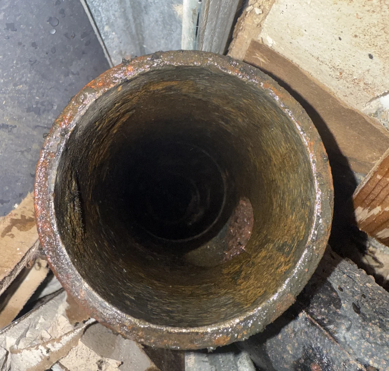 Clean cast iron pipe after sewer cleaning in Laguna Beach, CA