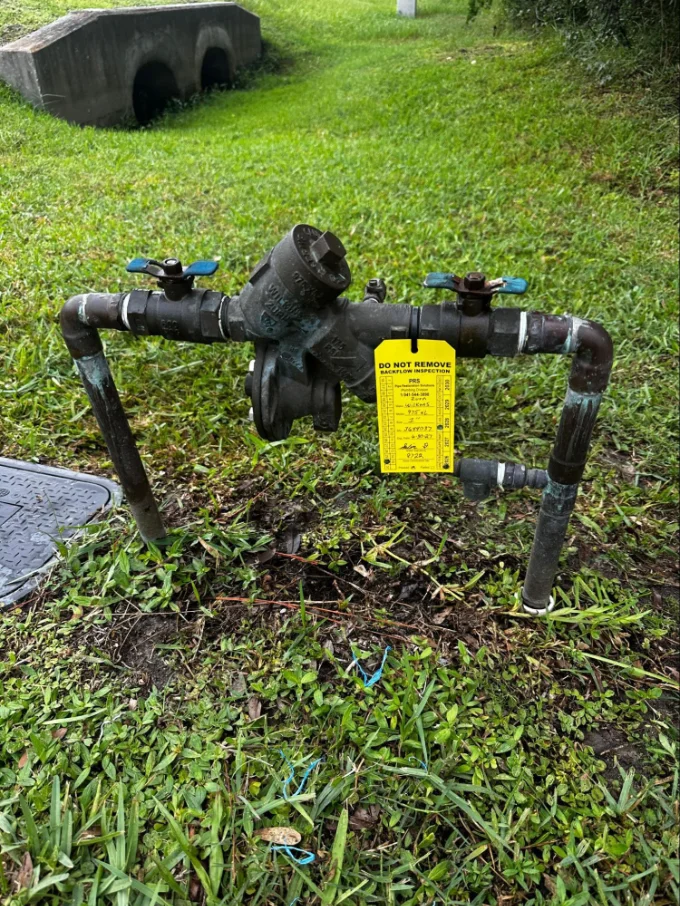 Newly installed backflow prevention system in Sarasota, FL